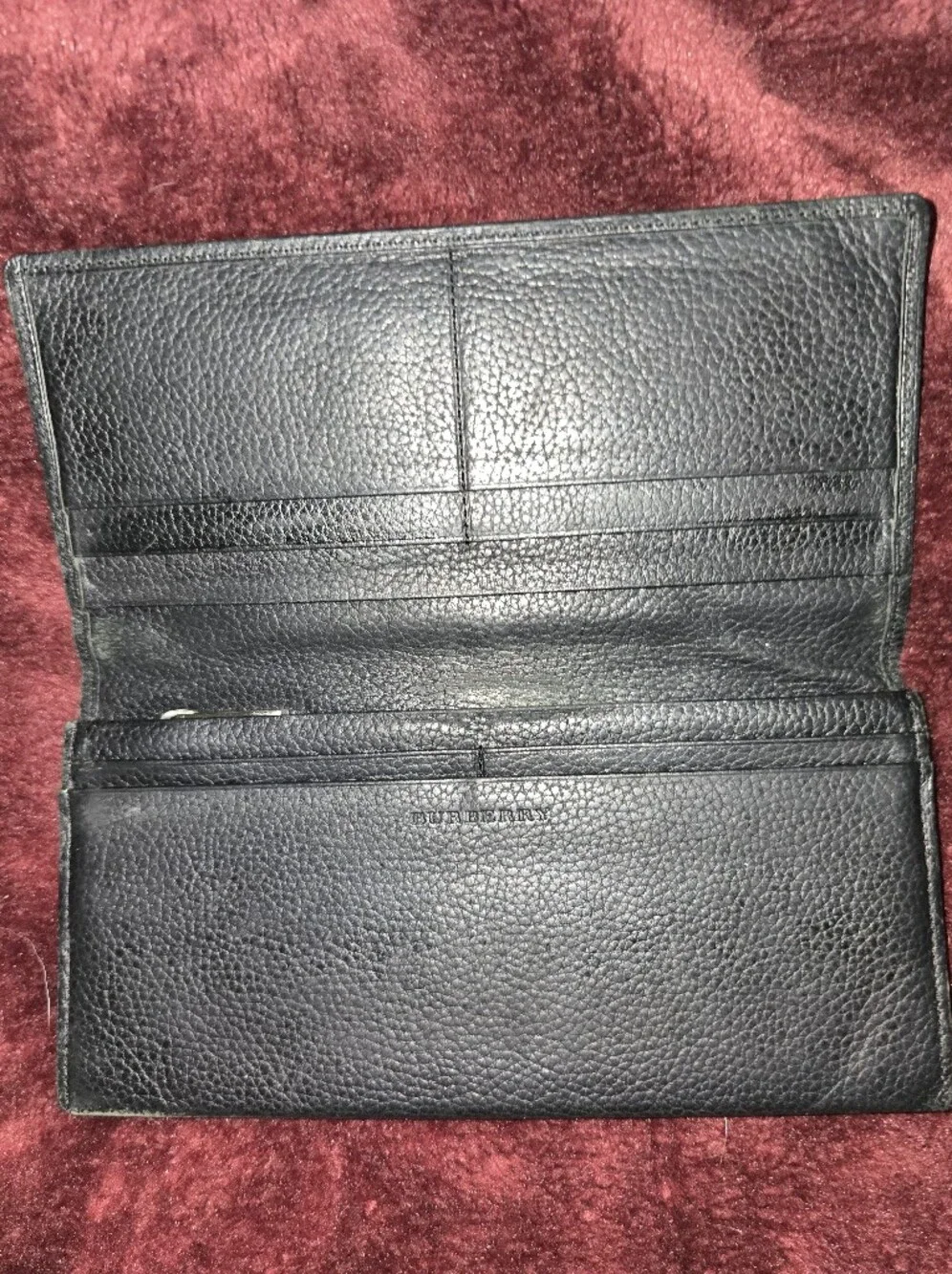 Burberry Black Leather Long Bifold Wallet EUC